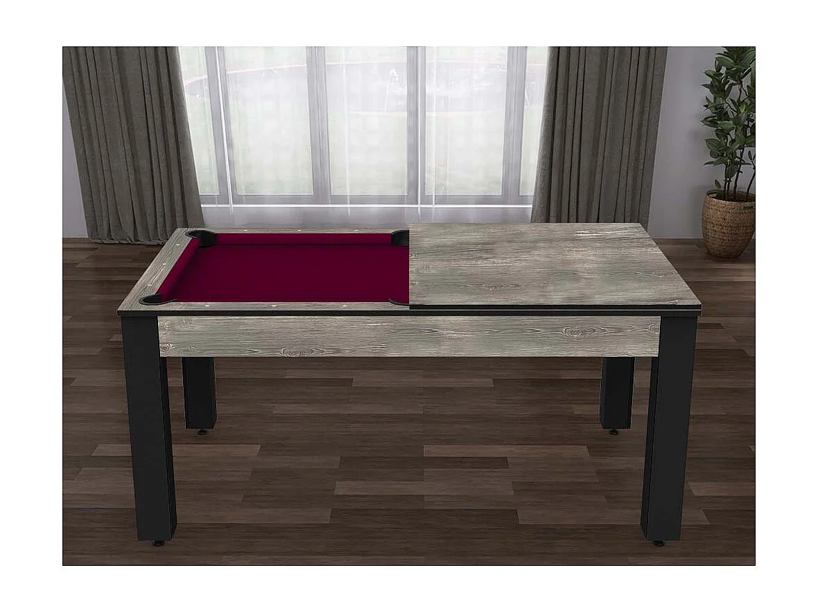 Table de Billard Convertible "Ohio" 185cm Gris & Prune