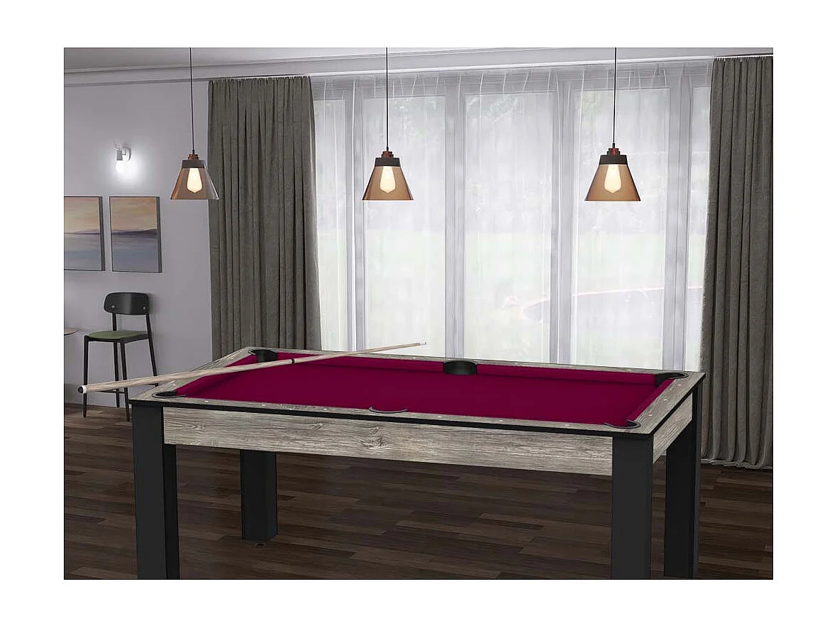 Table de Billard Convertible "Ohio" 185cm Gris & Prune