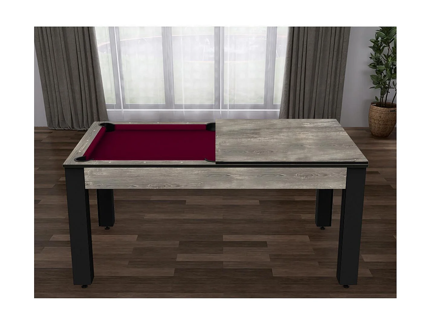 Table de Billard Convertible "Ohio" 185cm Gris & Prune
