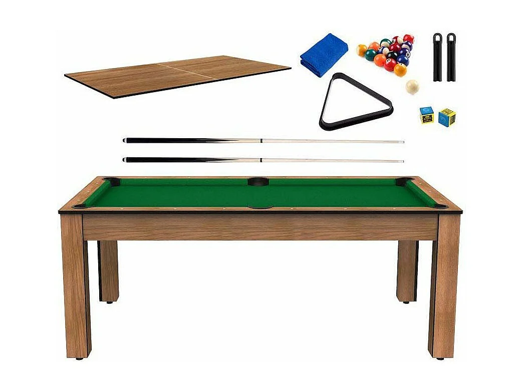 Billard convertible table 8 personnes Arizona + plateau dinatoire + pack d'accessoires