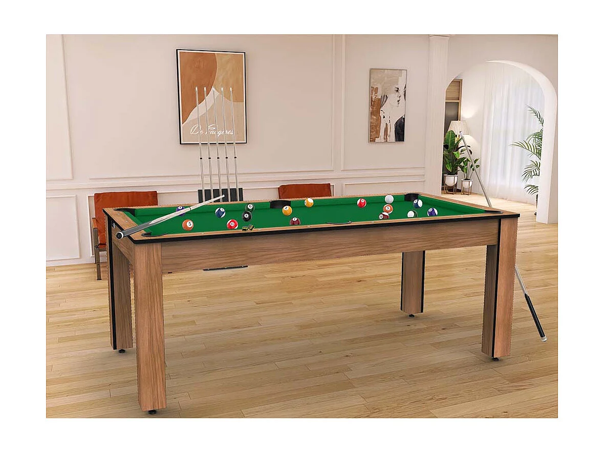 Billard convertible table 8 personnes Arizona + plateau dinatoire + pack d'accessoires