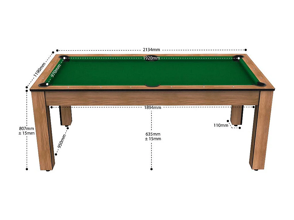 Billard convertible table 8 personnes Arizona + plateau dinatoire + pack d'accessoires