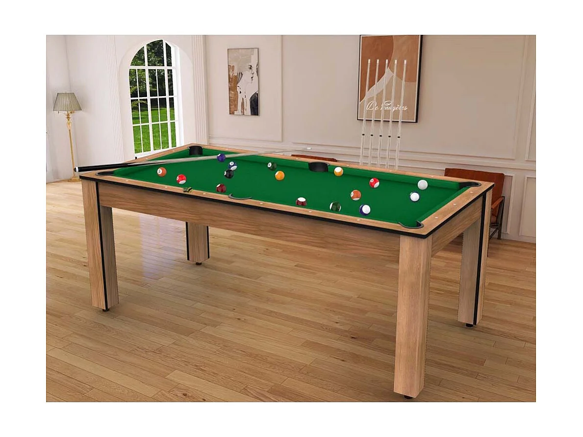 Billard convertible table 8 personnes Arizona + plateau dinatoire + pack d'accessoires