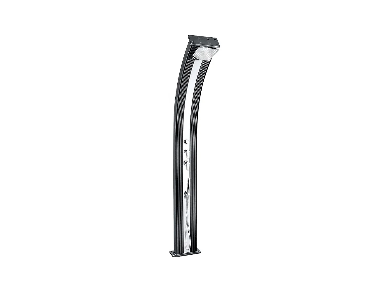 Douche solaire 40 L Dada Curve Anthracite habillage aluminium brossé - Formidra