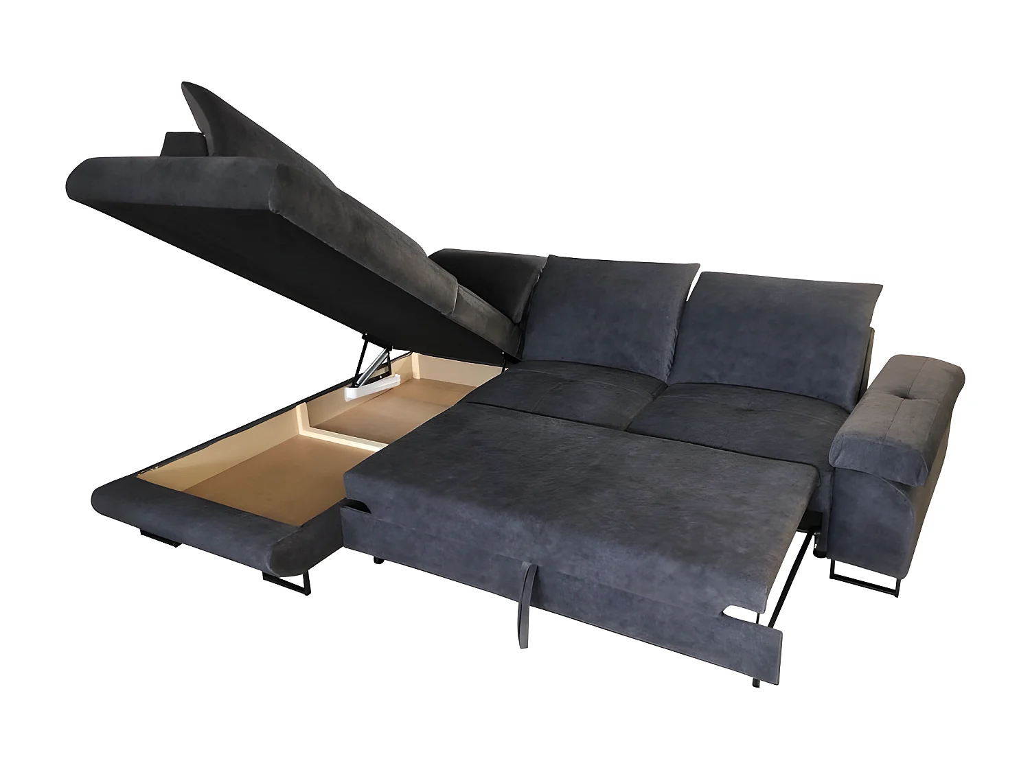 Canapé d'angle convertible WERONA têtières réglables beige angle droit