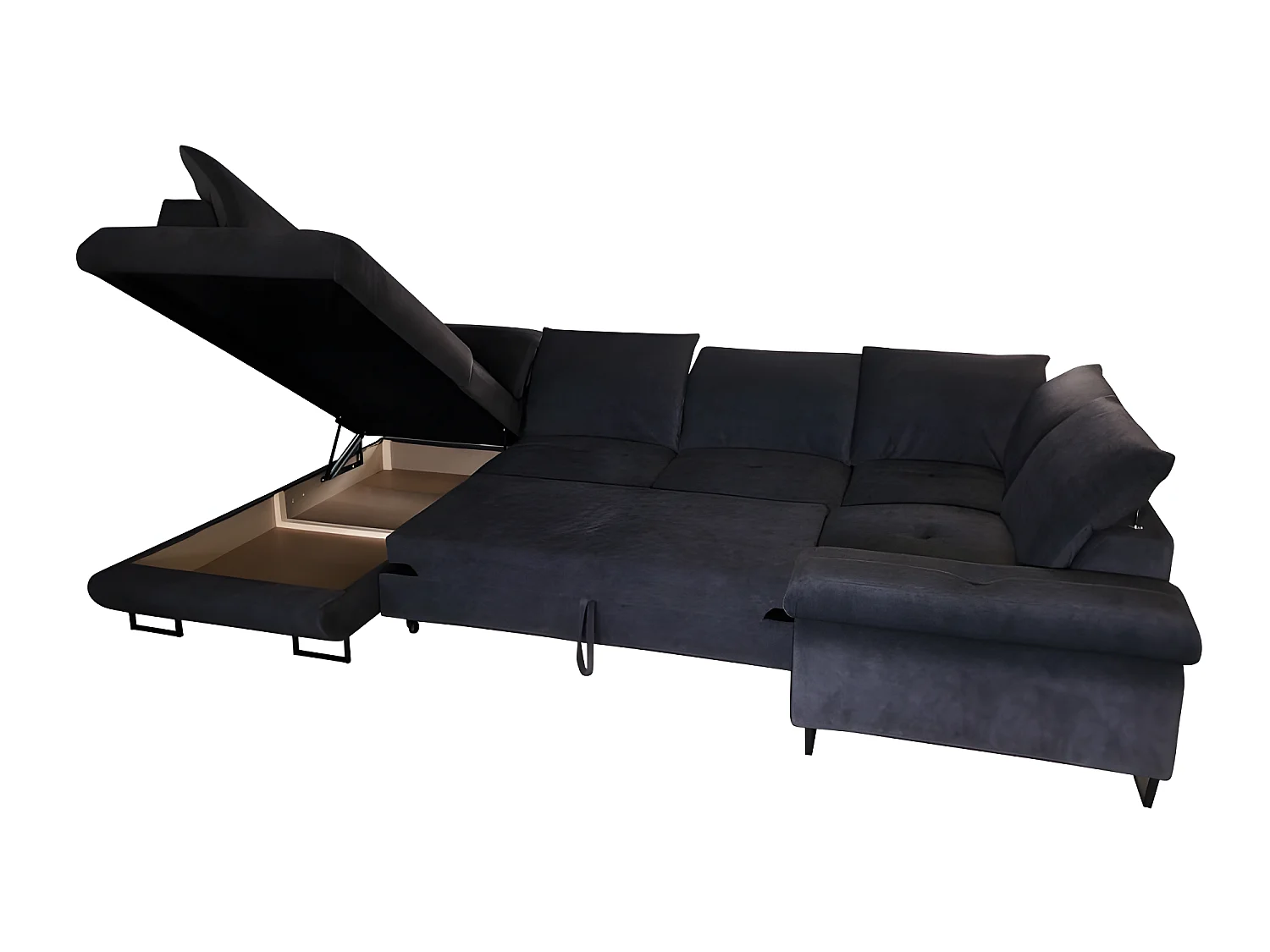 Canapé d'angle convertible WERONA en U angle gauche avec tetières reglables