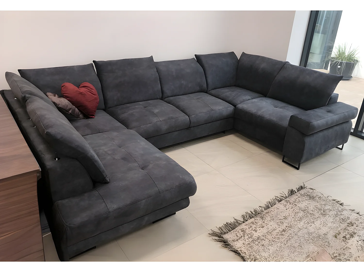 Canapé d'angle convertible WERONA en U angle gauche avec tetières reglables