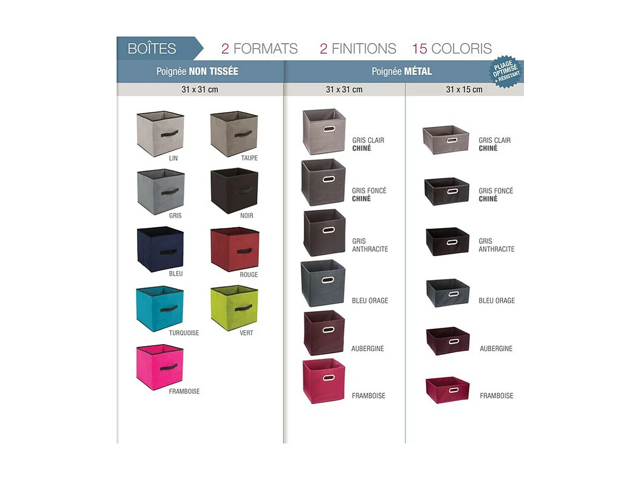 Boîte de Rangement Pliable "Basic" 31x31cm Lin