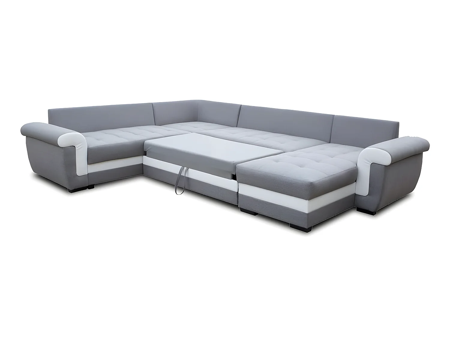 Canapé panoramique convertible LATTIA Gris et blanc