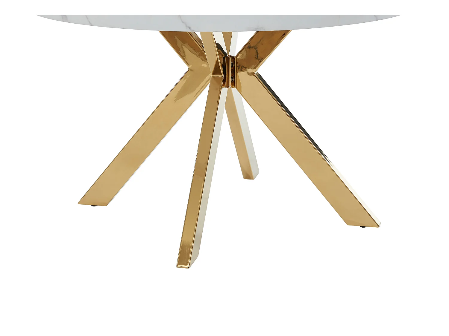 Mesa extensible de comedor para 4 a 8 personas de MDF y acero - Efecto mármol blanco y Dorado - KOMONI