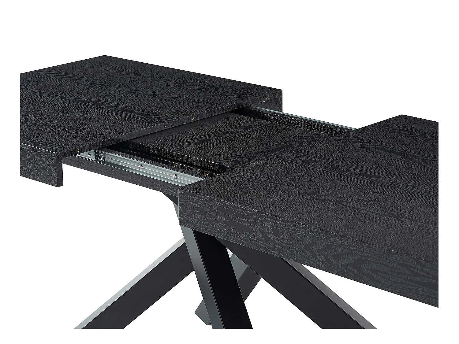 Mesa de comedor extensible 6 a 10 cubiertos de MDF y metal - Negro - CATONAV