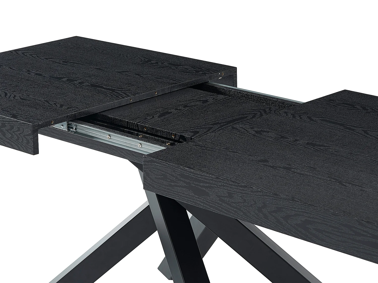 Table à manger extensible 6 à 10 personnes en MDF et métal - Noir - CATONAV