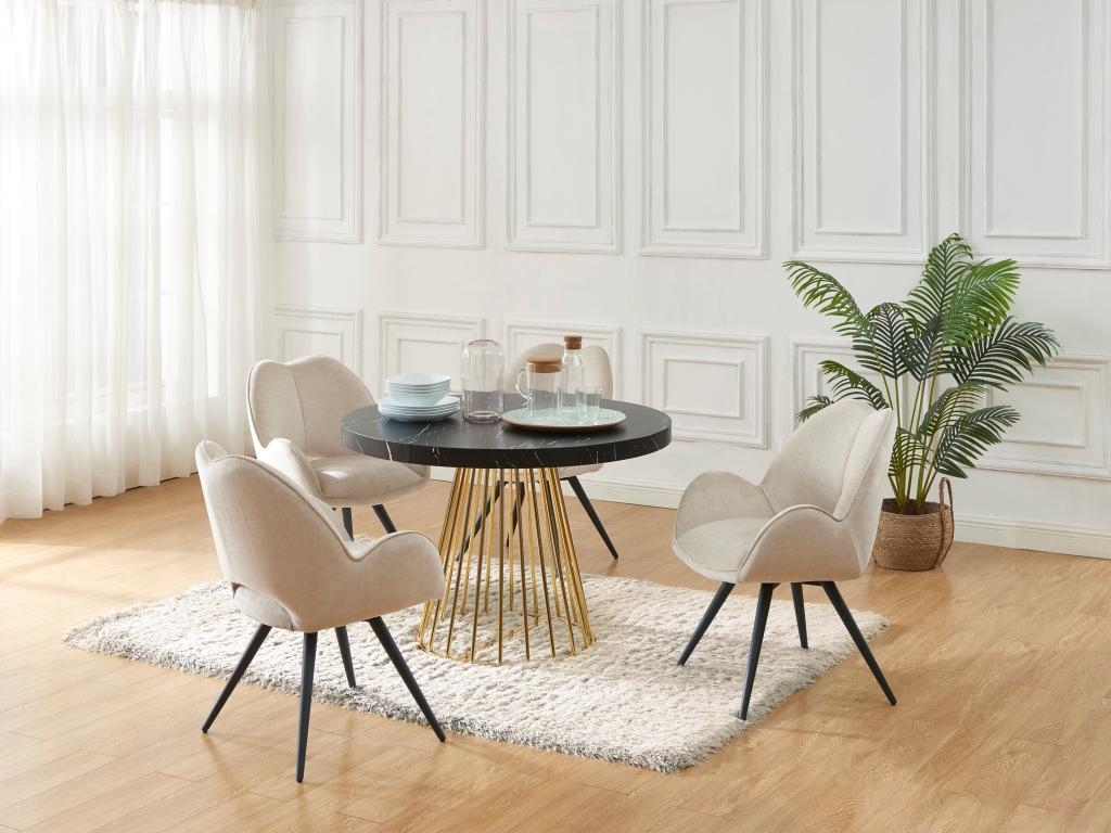 Esstisch ausziehbar - 2 bis 12 Personen - MDF & Stahl - Marmor-Optik Schwar günstig online kaufen