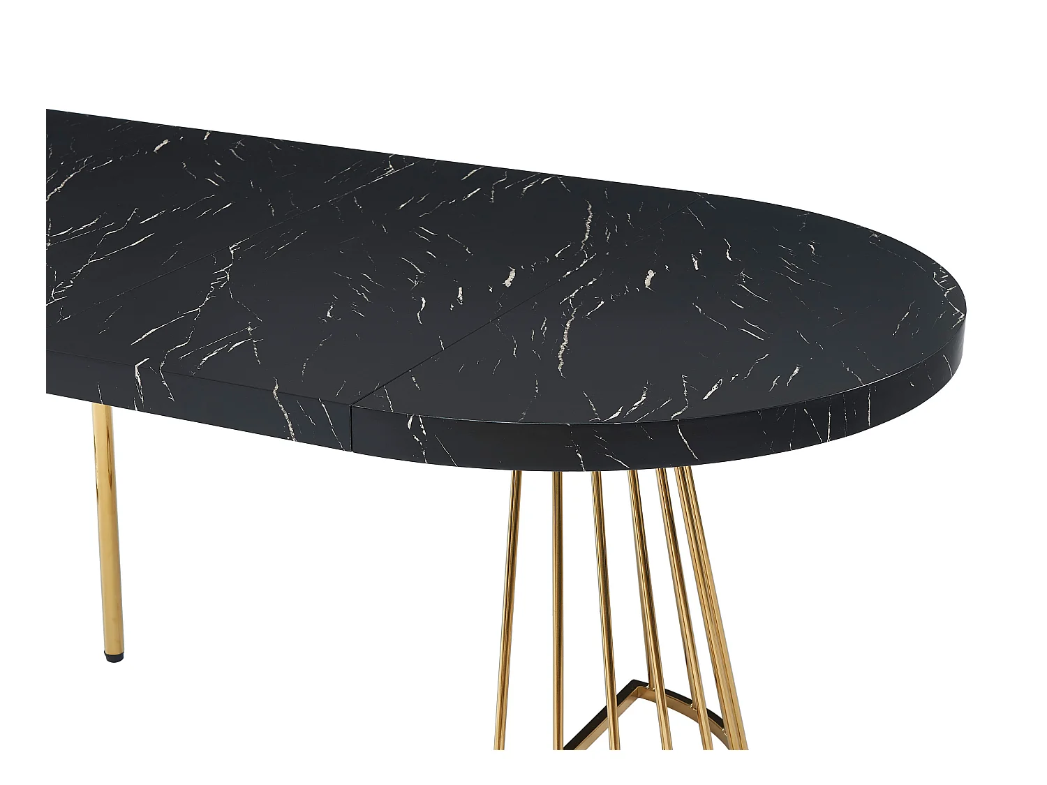 Stół jadalniany rozkładany 2 do 12-osobowy z MDF i stali – Imitacja czarnego i złotego marmuru – FIRELA