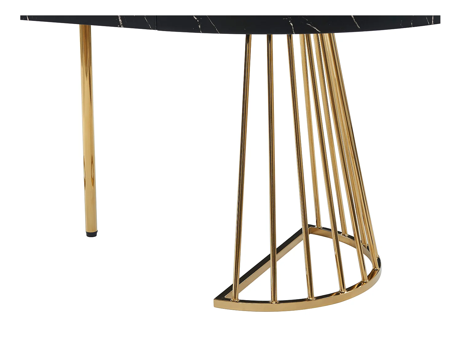 Stół jadalniany rozkładany 2 do 12-osobowy z MDF i stali – Imitacja czarnego i złotego marmuru – FIRELA