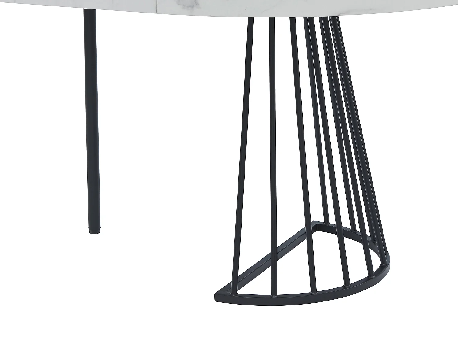 Table à manger extensible 2 à 12 personnes en MDF et acier - Effet marbre blanc et Noir - FIRELA
