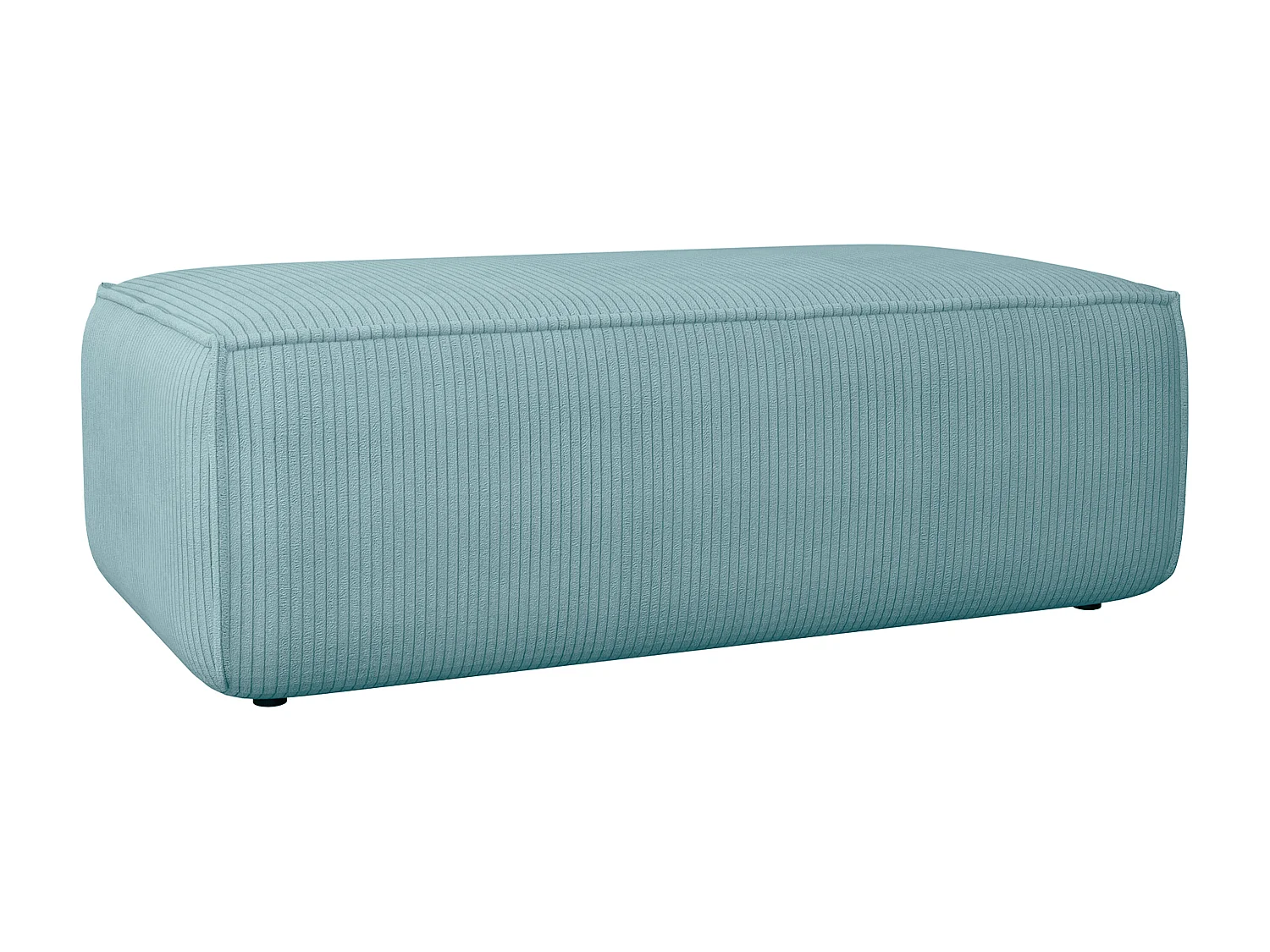 Pouf en velours côtelé bleu turquoise AMELIA