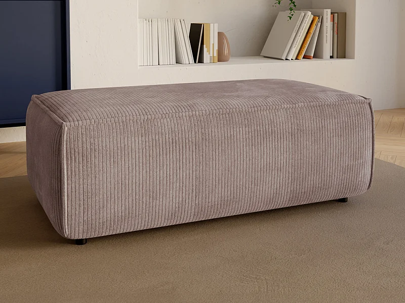 Pouf en velours côtelé mauve AMELIA