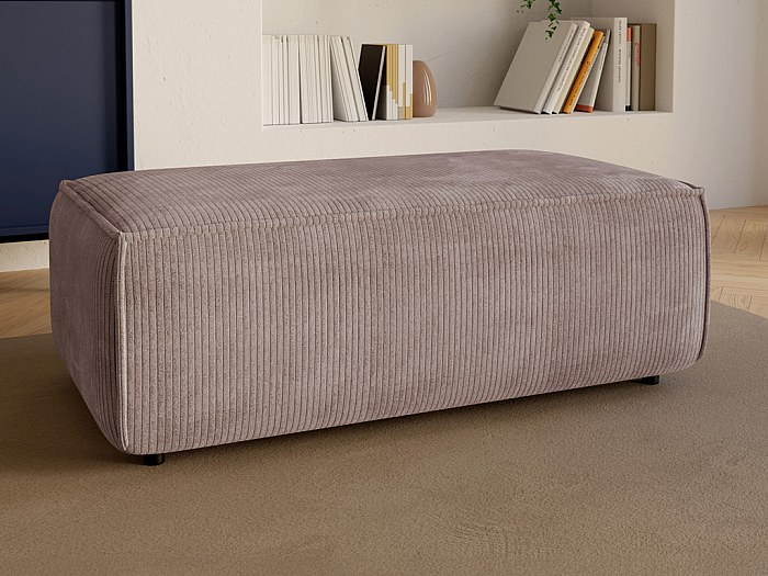 Pouf rectangle en velours côtelé tendance violet clair AMELIA