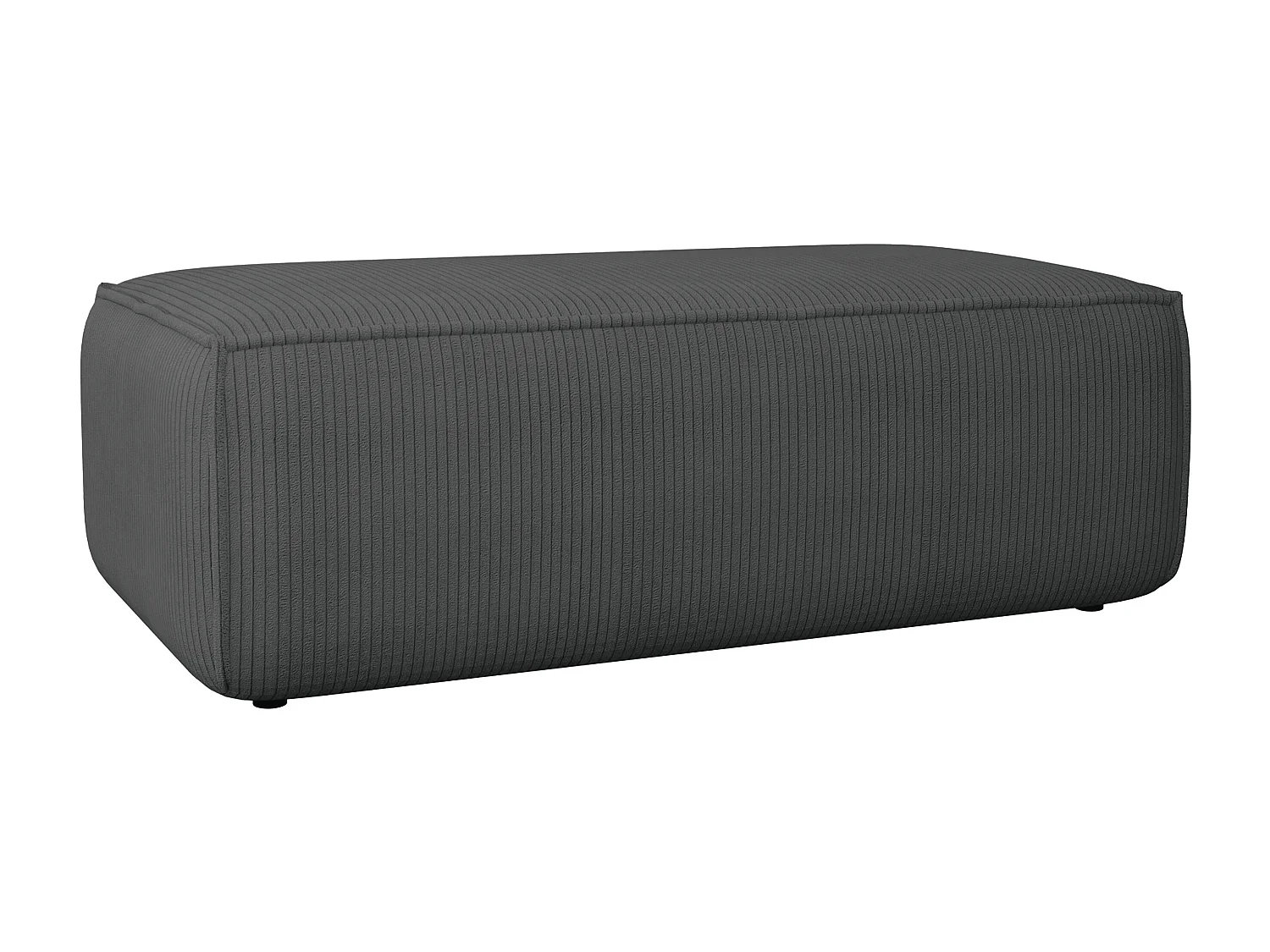 Pufe em veludo canelado cinza antracite - AMELIA