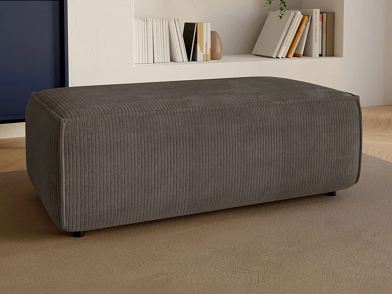 Pouf en velours côtelé marron AMELIA