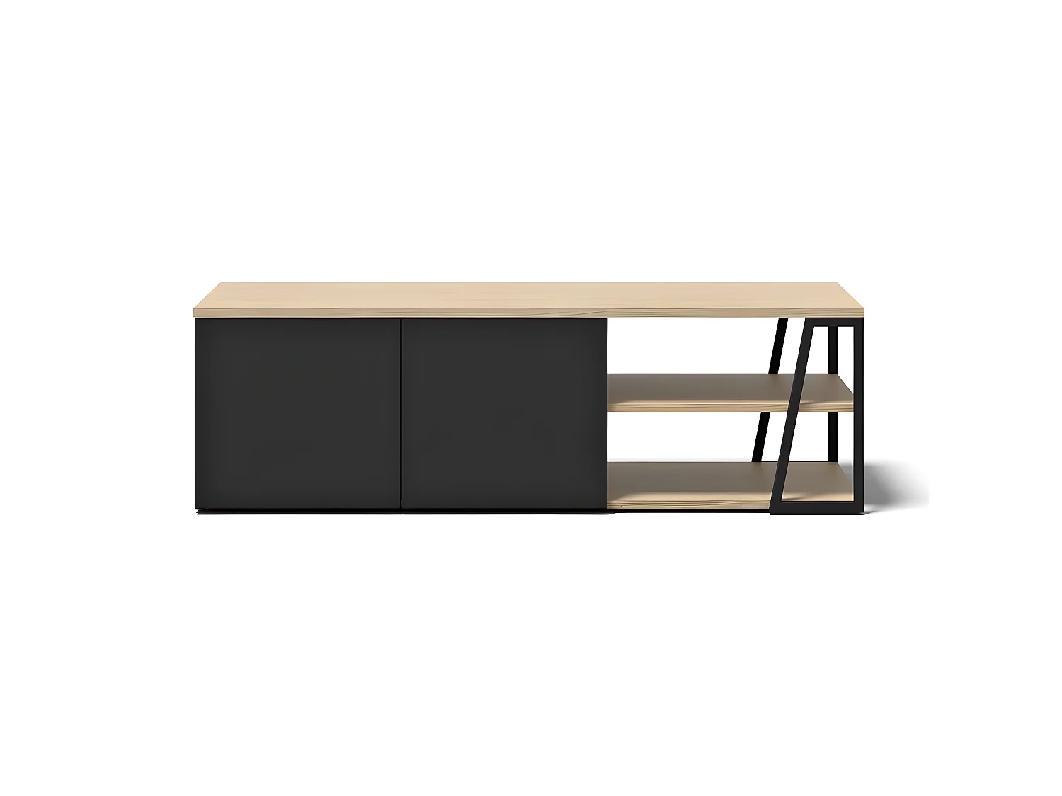 Meuble TV ALBI placage noyer et noir laqué