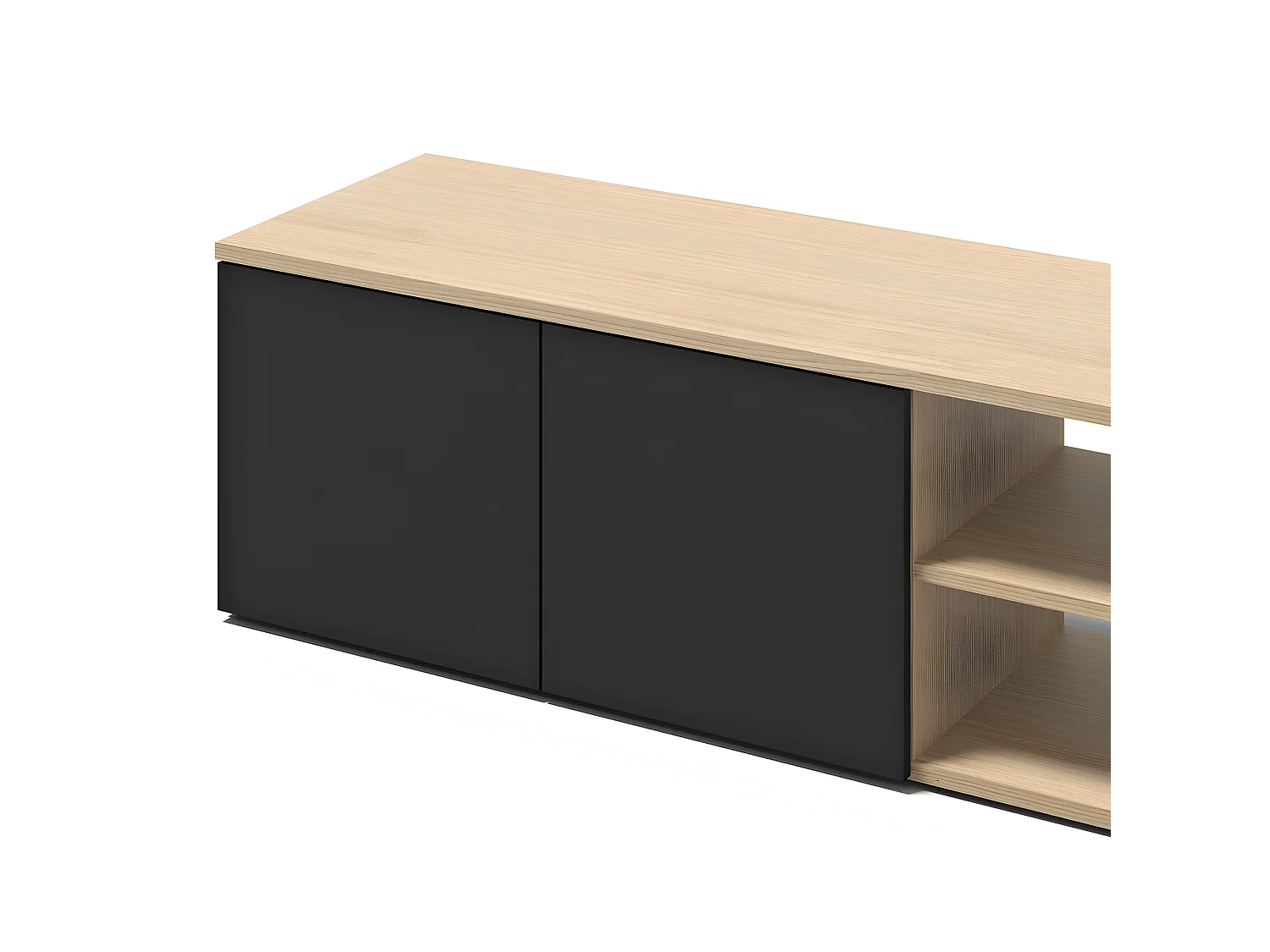 Meuble TV ALBI placage noyer et noir laqué