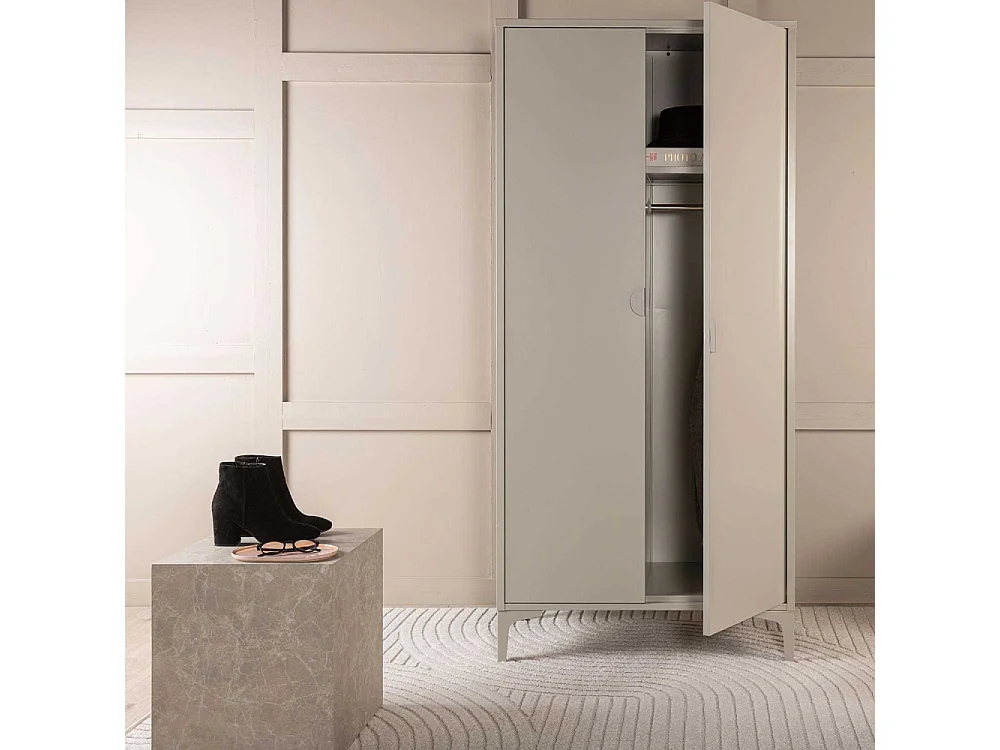 Armoire Design 2 Portes "Piring" 85cm Beige