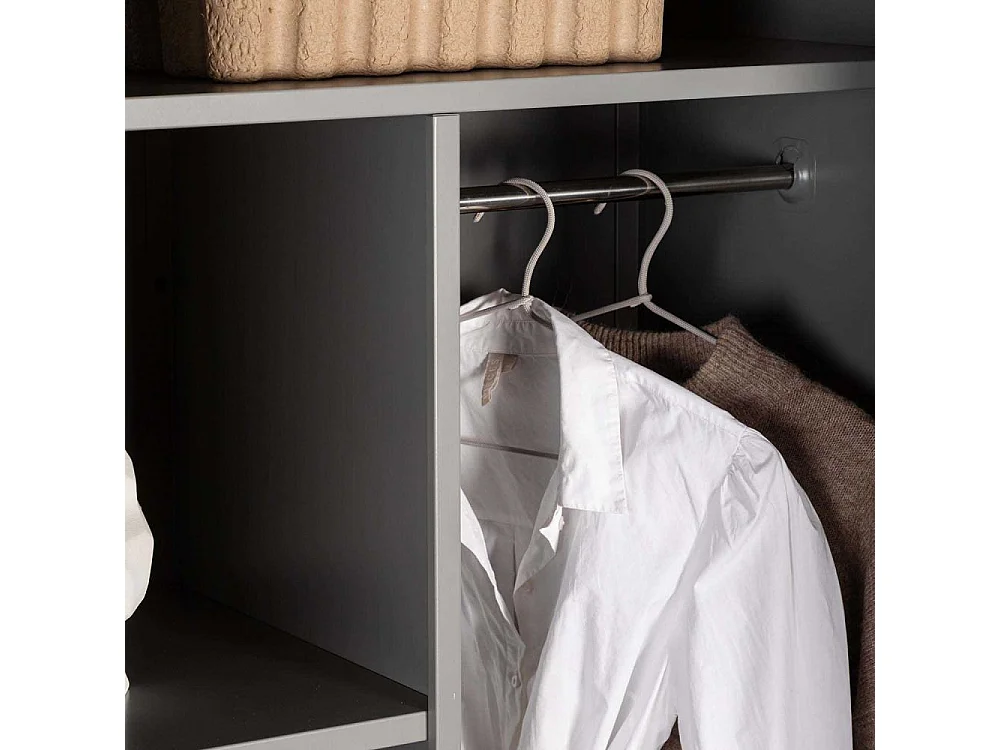 Armoire Design 2 Portes "Piring" 85cm Gris Clair