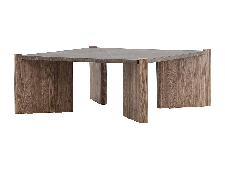 Table Basse Effet Marbre "Rogaland" 100cm Marron