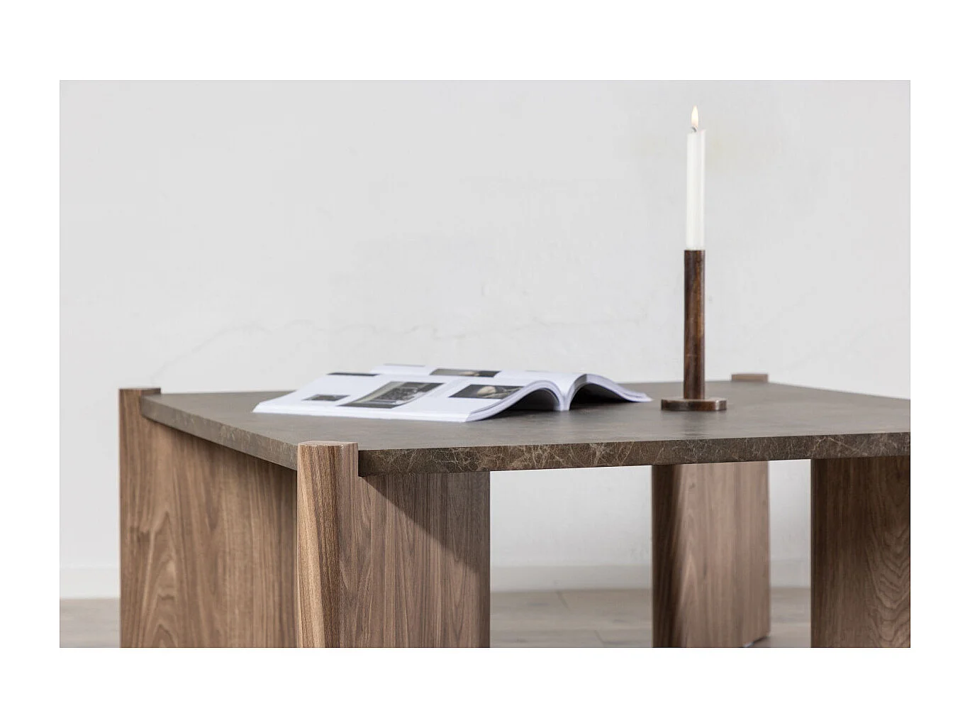 Table Basse Effet Marbre "Rogaland" 100cm Marron