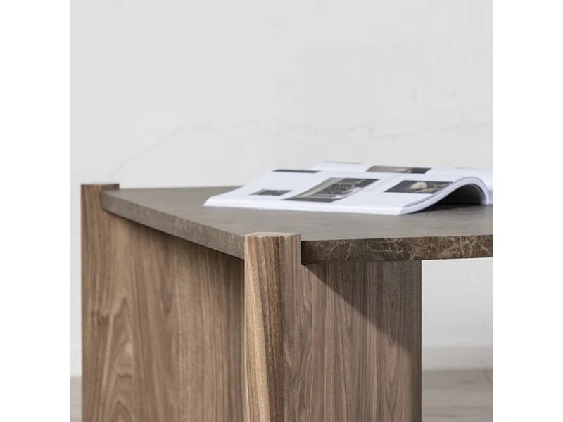 Table Basse Effet Marbre "Rogaland" 100cm Marron