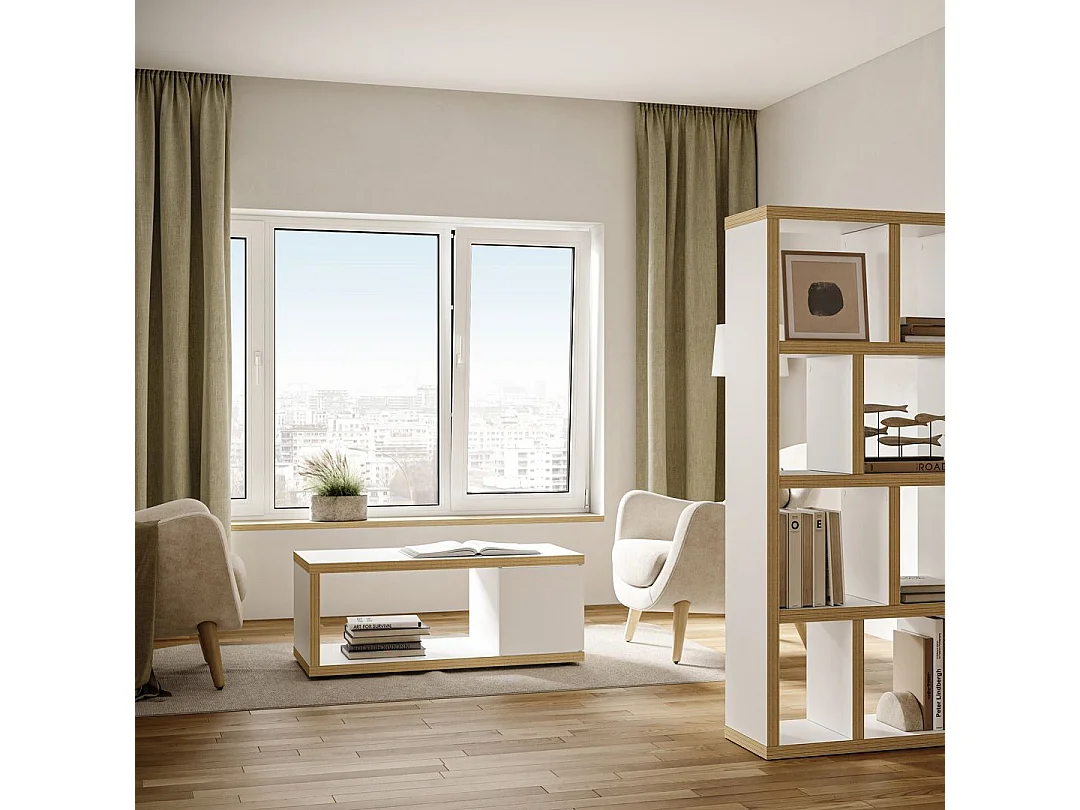 Table basse BERLIN chêne et blanc