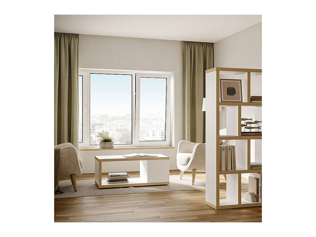 Table basse BERLIN chêne et blanc