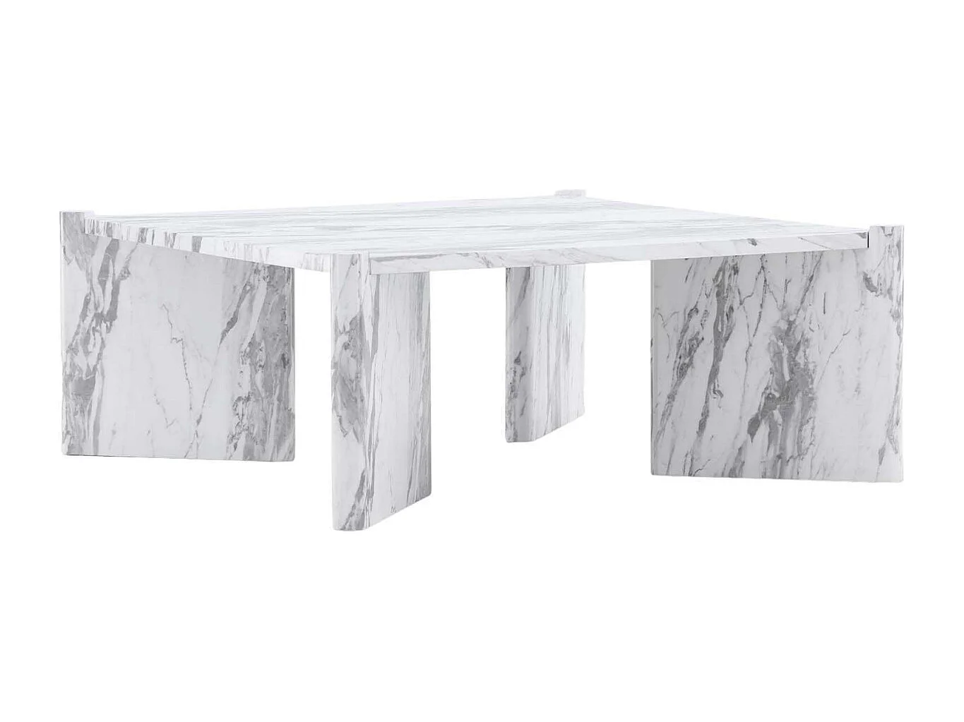 Table Basse Effet Marbre "Rogaland" 100cm Blanc