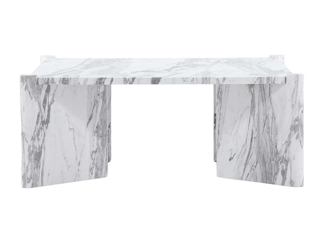 Table Basse Effet Marbre "Rogaland" 100cm Blanc