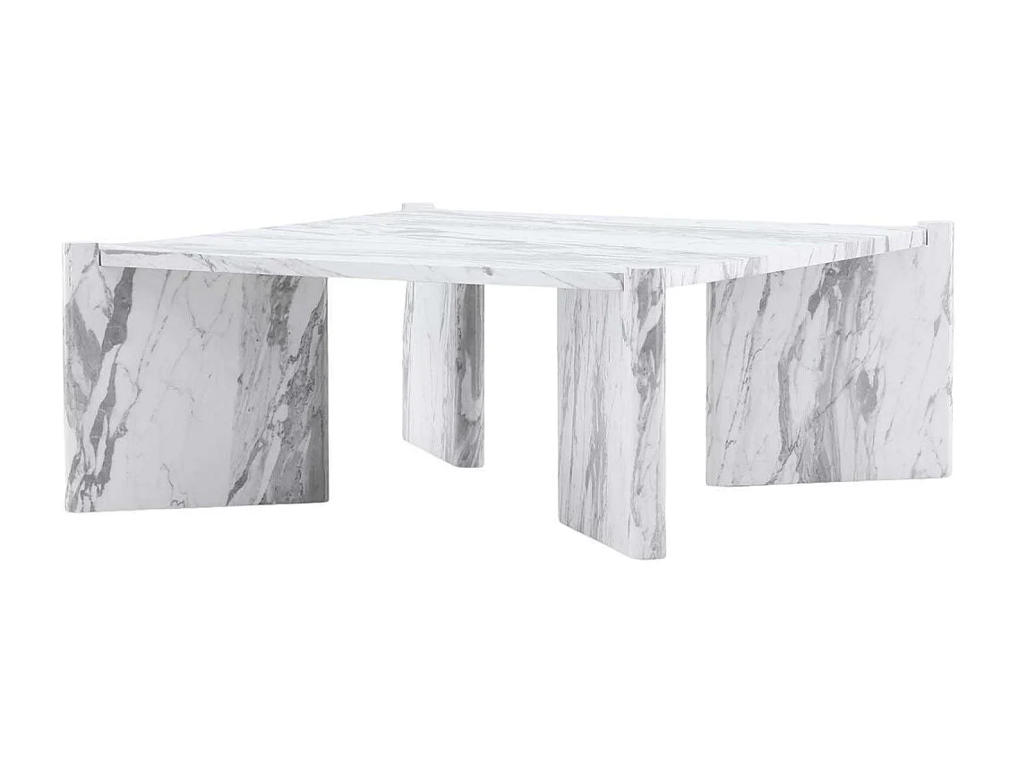 Table Basse Effet Marbre "Rogaland" 100cm Blanc