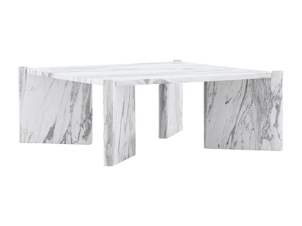 Table Basse Effet Marbre "Rogaland" 100cm Blanc