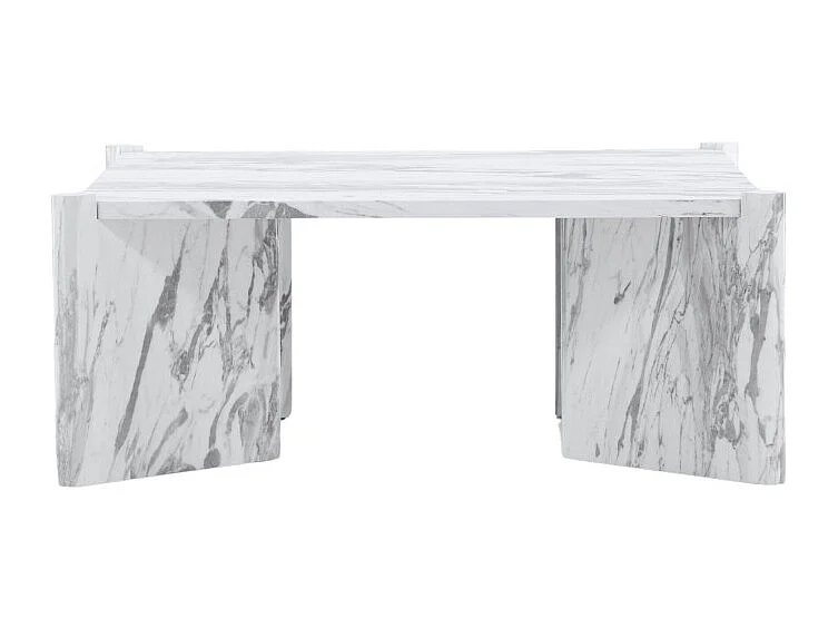 Table Basse Effet Marbre "Rogaland" 100cm Blanc