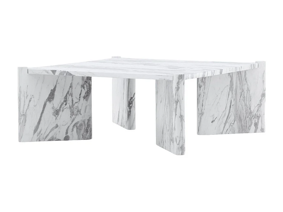 Table Basse Effet Marbre "Rogaland" 100cm Blanc