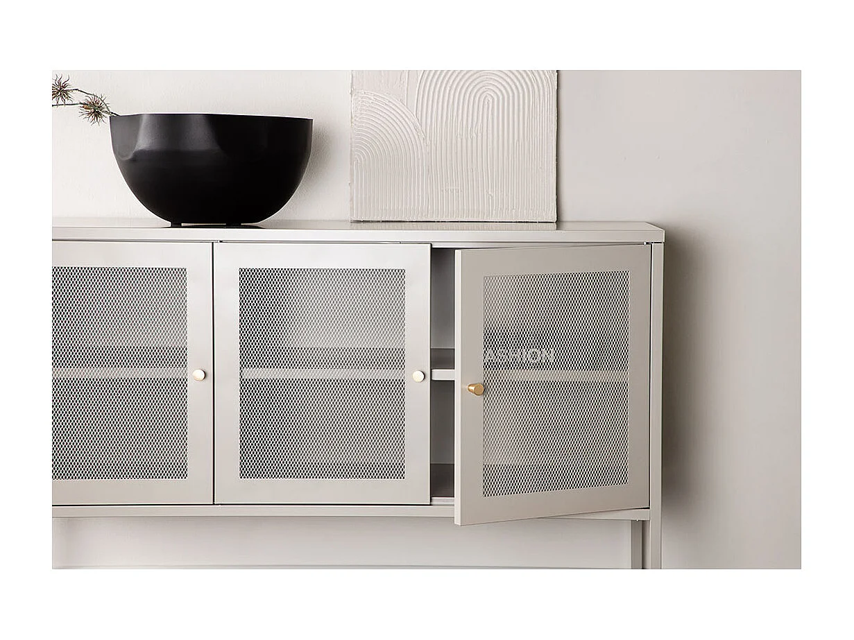 Bahut 3 Portes en Métal "Malla" 120cm Beige