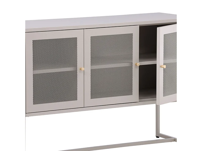 Bahut 3 Portes en Métal "Malla" 120cm Beige