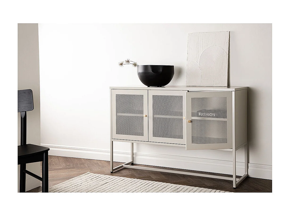 Bahut 3 Portes en Métal "Malla" 120cm Beige