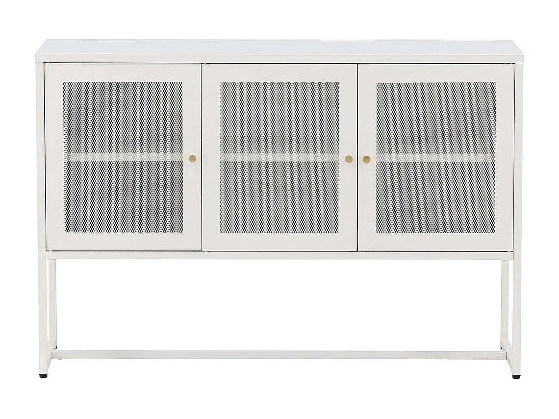 Bahut 3 Portes en Métal "Malla" 120cm Gris Clair