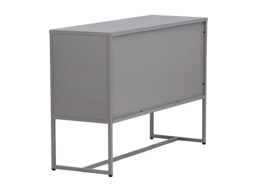 Bahut 3 Portes en Métal "Malla" 120cm Gris Clair