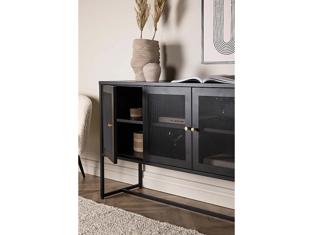 Bahut 3 Portes en Métal "Malla" 120cm Noir