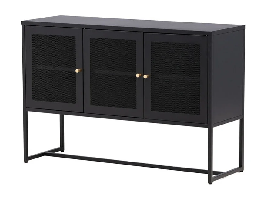 Bahut 3 Portes en Métal "Malla" 120cm Noir