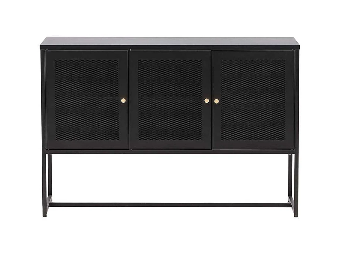 Bahut 3 Portes en Métal "Malla" 120cm Noir