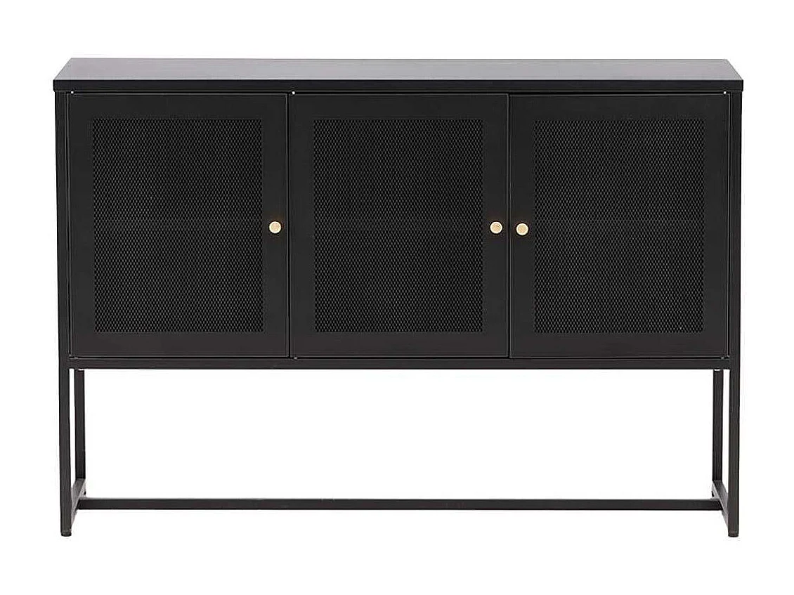 Bahut 3 Portes en Métal "Malla" 120cm Noir