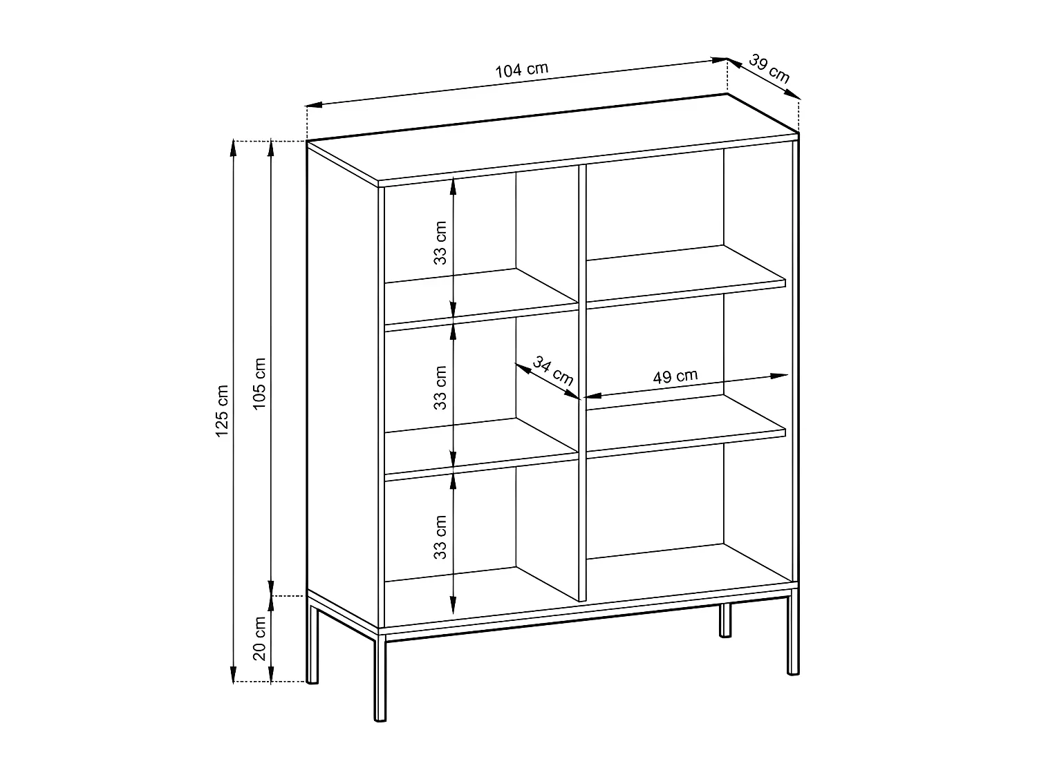 Commode NOVA SANDS K104 Buffet avec 2 portes noir mat